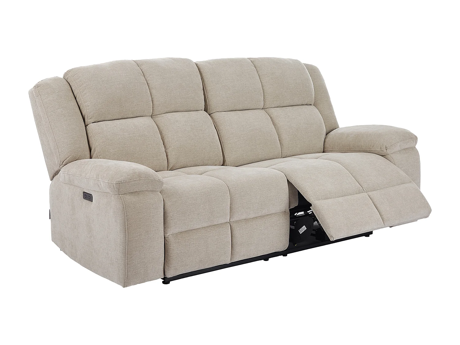 Canapé 3 places relax électrique en tissu beige LITUPO