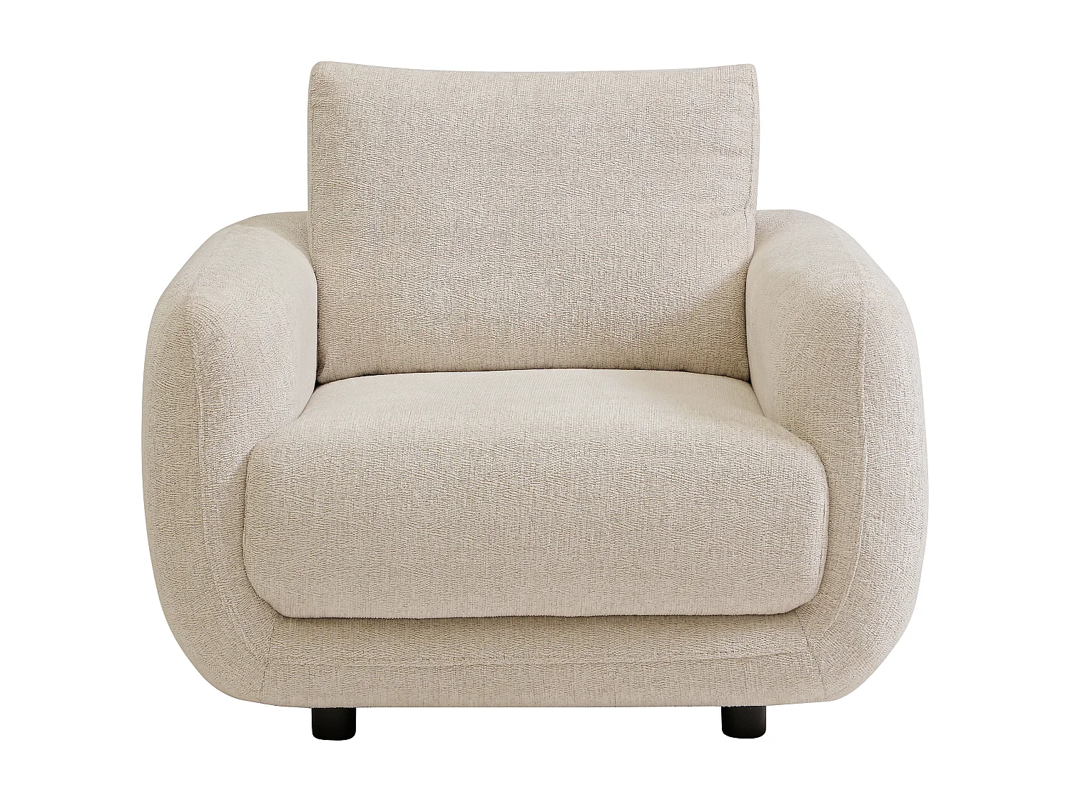 Fauteuil en tissu chiné crème VENUCA