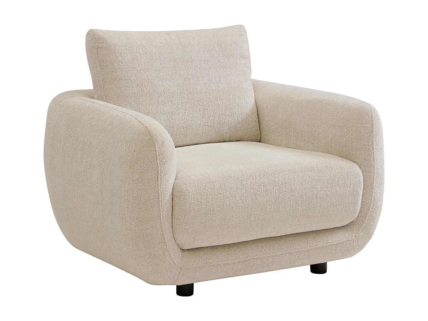 Fauteuil en tissu chiné crème VENUCA