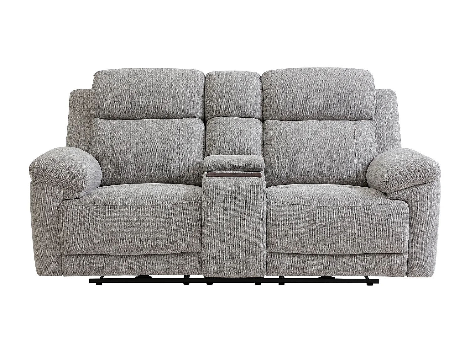 Canapé 2 places relax électrique avec tablette et chargeur sans fil en tissu chiné gris KELUNO