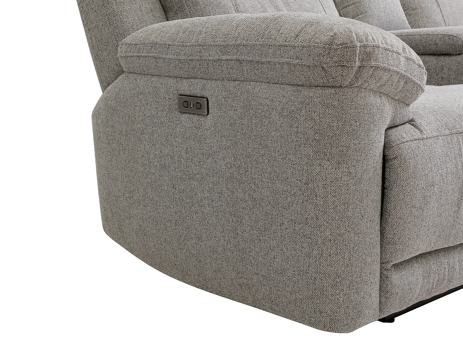 Canapé 2 places relax électrique avec tablette et chargeur sans fil en tissu chiné gris KELUNO