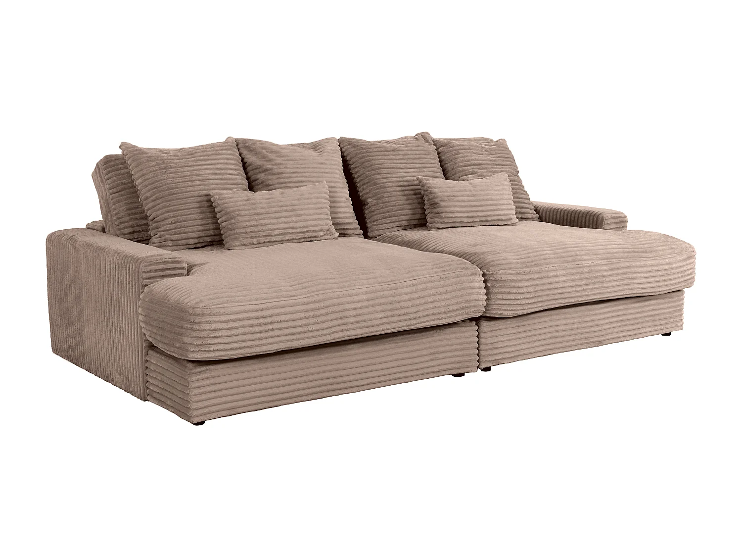 Sofá de 4 plazas confort asiento profundo de pana gruesa beige topo CALAZO