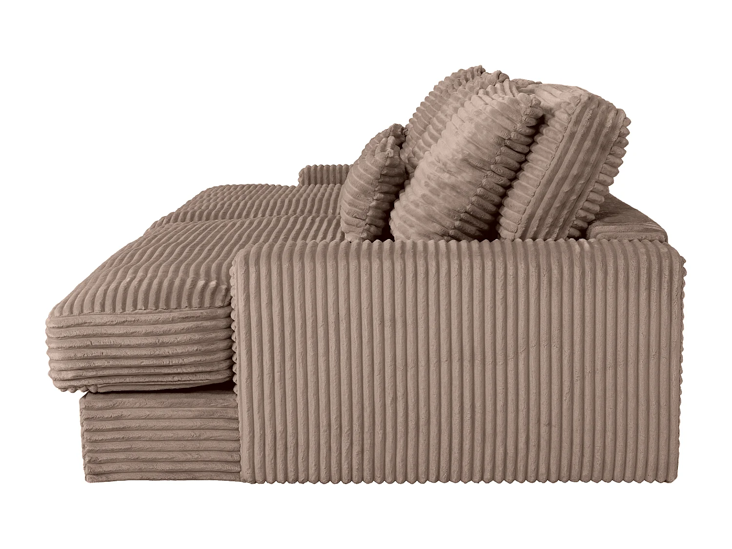 Sofá de 4 plazas confort asiento profundo de pana gruesa beige topo CALAZO