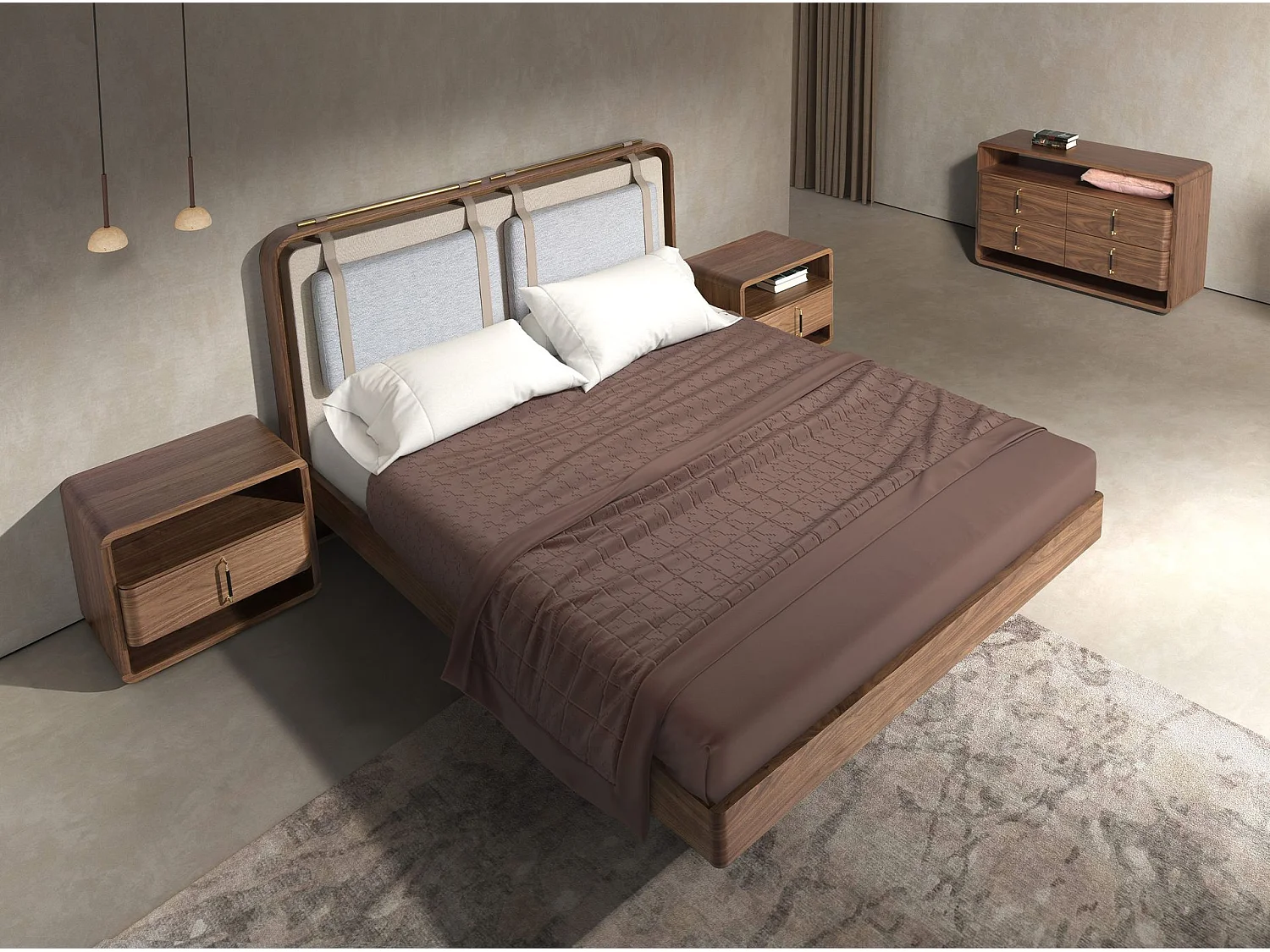 Letto in tessuto color beige e grigio 7224 ANGEL CERDA