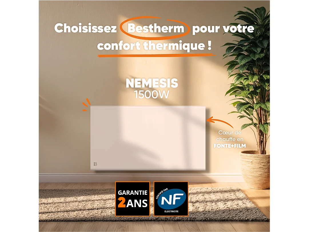 Bestherm - Radiator - Gietijzeren Radiator + Folie -  Wandmontage  - Wit - Nemesis