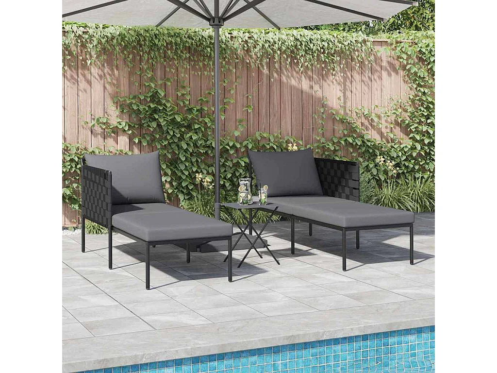 Sedia a sdraio con cuscino Antracite 115 x 153 x 69,5cm Acciaio