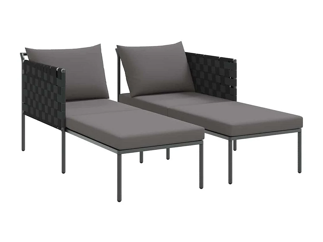Sedia a sdraio con cuscino Antracite 115 x 153 x 69,5cm Acciaio