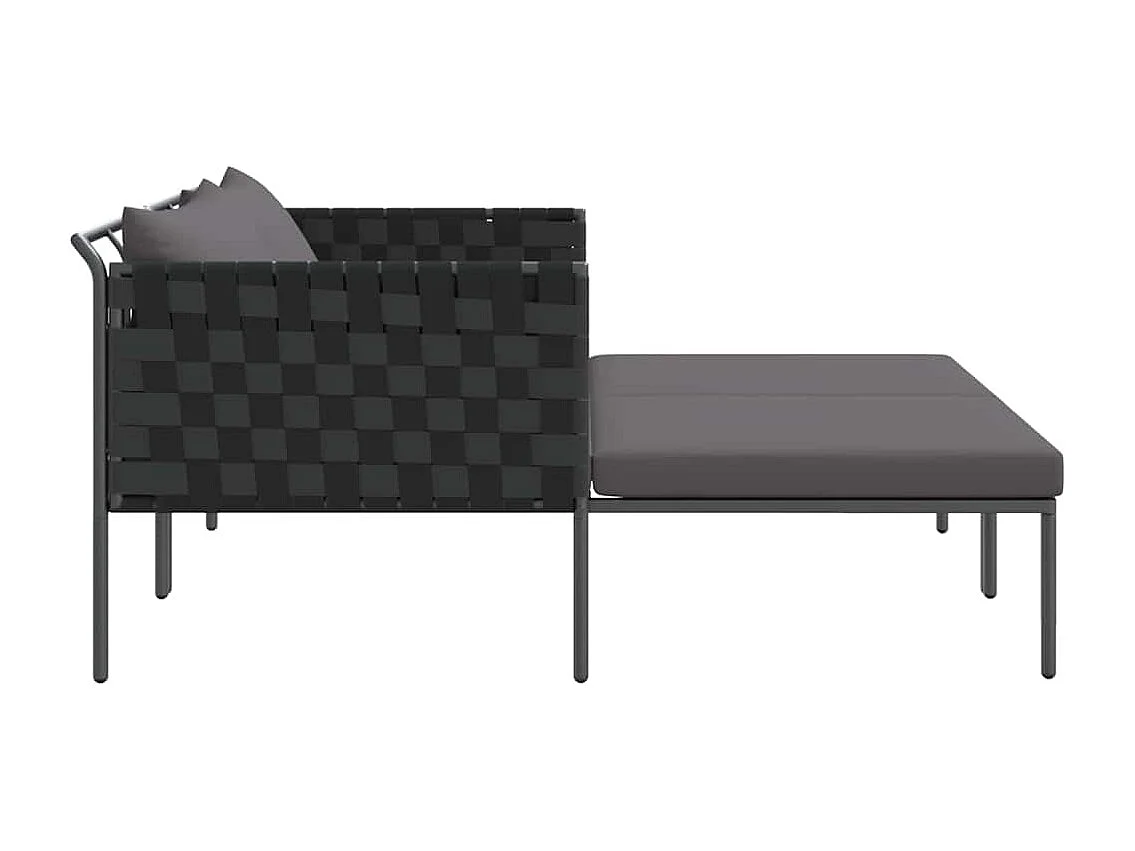 Sedia a sdraio con cuscino Antracite 115 x 153 x 69,5cm Acciaio
