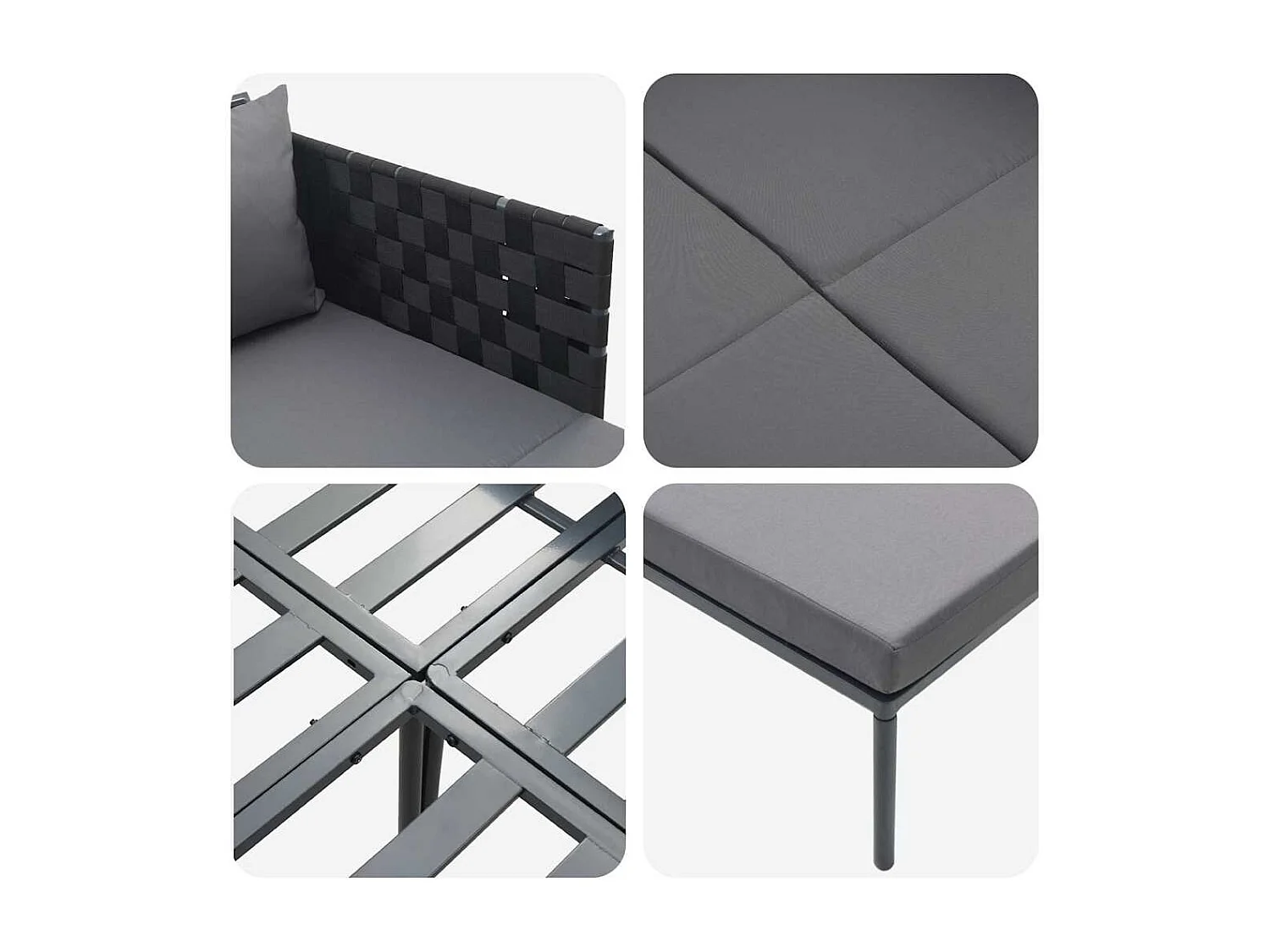 Sedia a sdraio con cuscino Antracite 115 x 153 x 69,5cm Acciaio