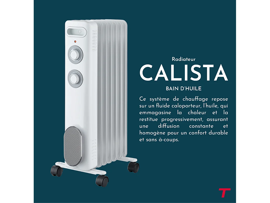 Radiateur mobile bain d'huile THOMSON CALISTA 2000W blanc
