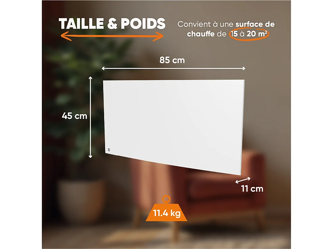 Radiateur électrique fixe à inertie sèche fonte 2000W Bestherm BIA horizontal blanc