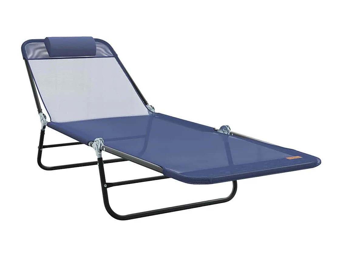Sedia a sdraio pieghevole con poggiatesta in Textilene blu navy
