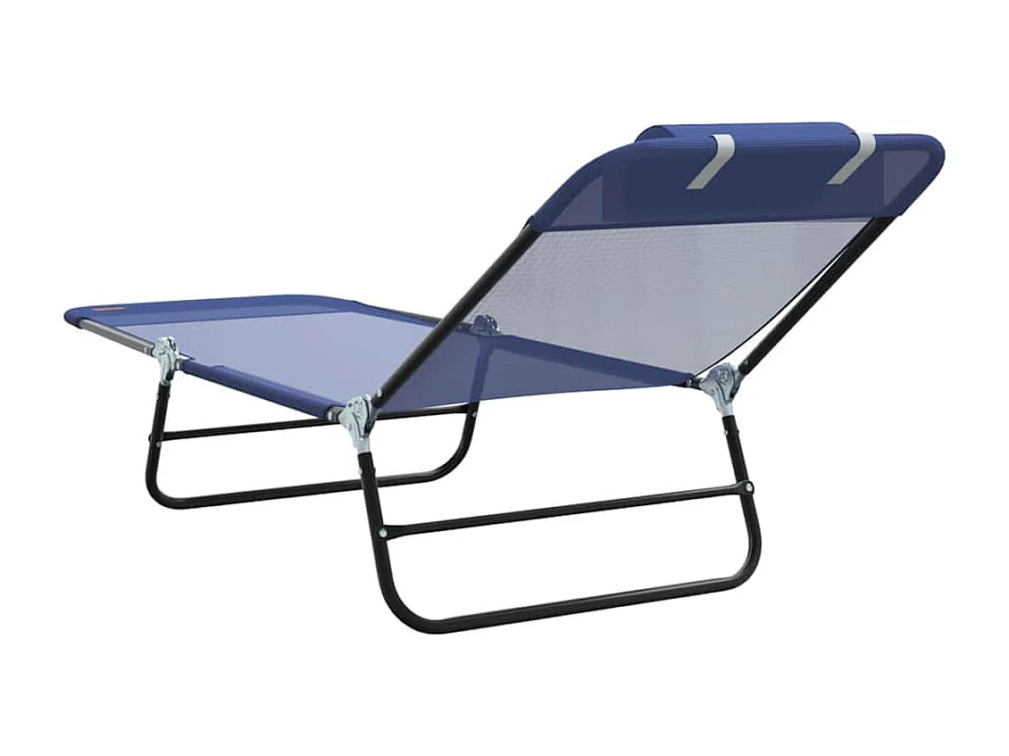 Sedia a sdraio pieghevole con poggiatesta in Textilene blu navy