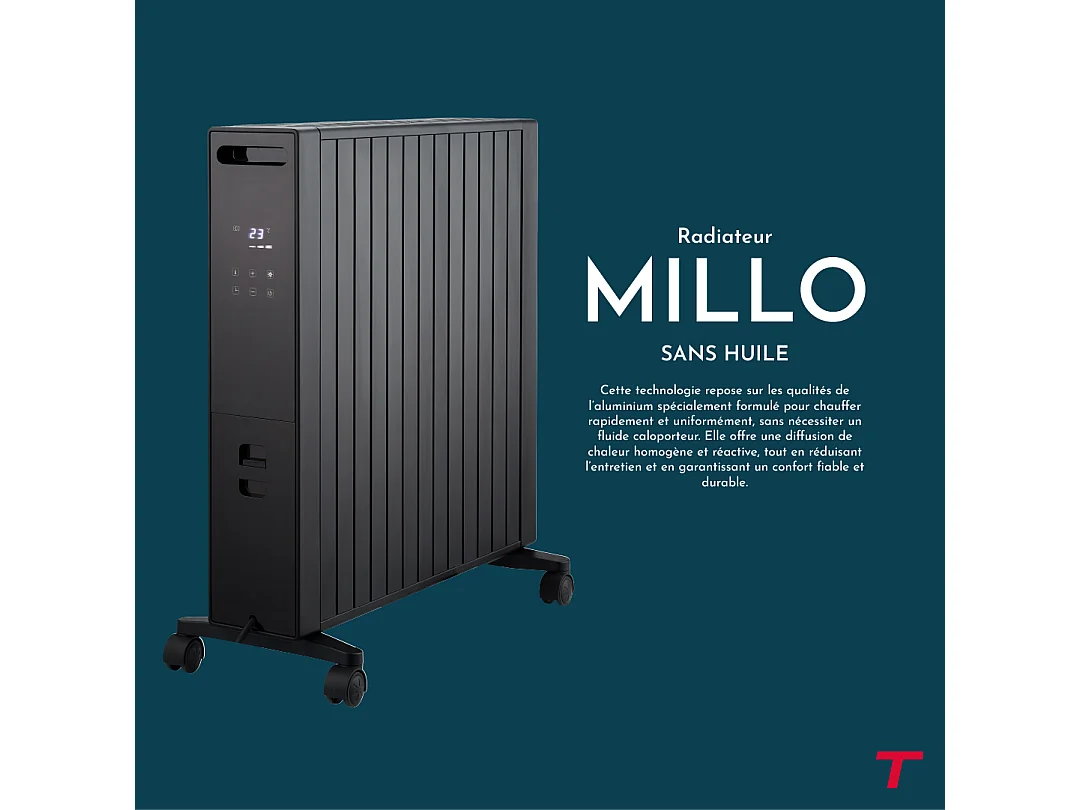 Radiateur mobile sans huile 2000W THOMSON MILLO noir