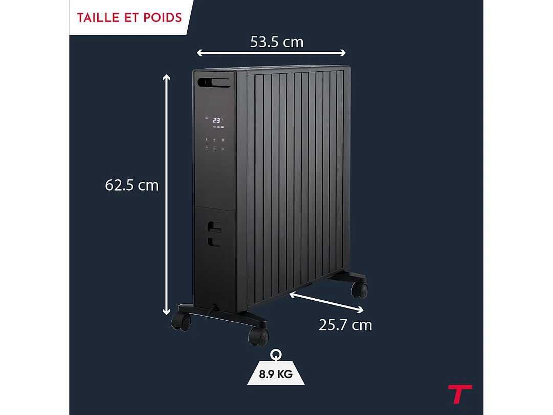 Radiateur mobile sans huile 2000W THOMSON MILLO noir