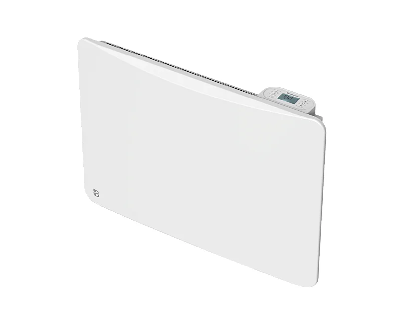 Radiateur électrique fixe à inertie sèche fonte + film avec thermostat interchangeable 1000W Bestherm ALMEA horizontal blanc