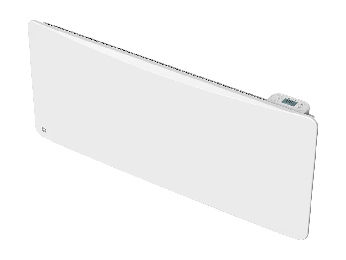 Radiateur électrique fixe à inertie sèche fonte + film avec thermostat interchangeable 2000W Bestherm ALMEA horizontal blanc