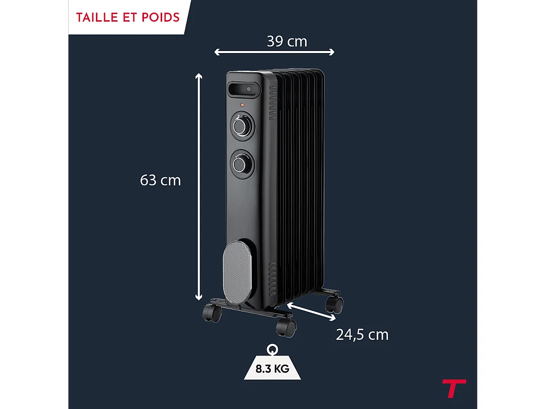 Radiateur mobile bain d'huile THOMSON CALISTA 2000W noir
