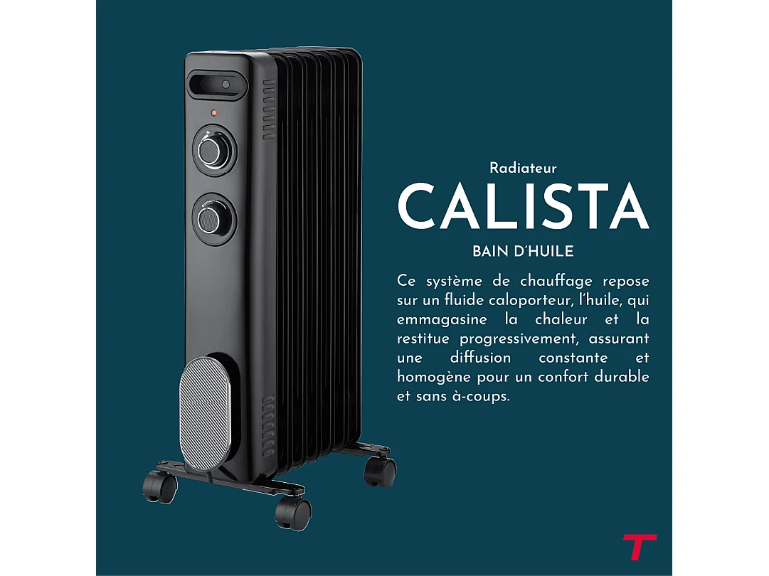 Radiateur mobile bain d'huile THOMSON CALISTA 2000W noir