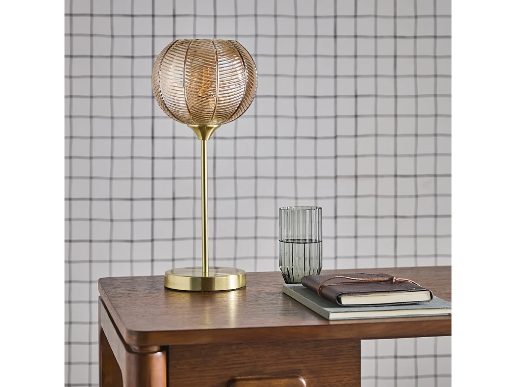 Lampada in metallo e vetro, 20cm, ambre