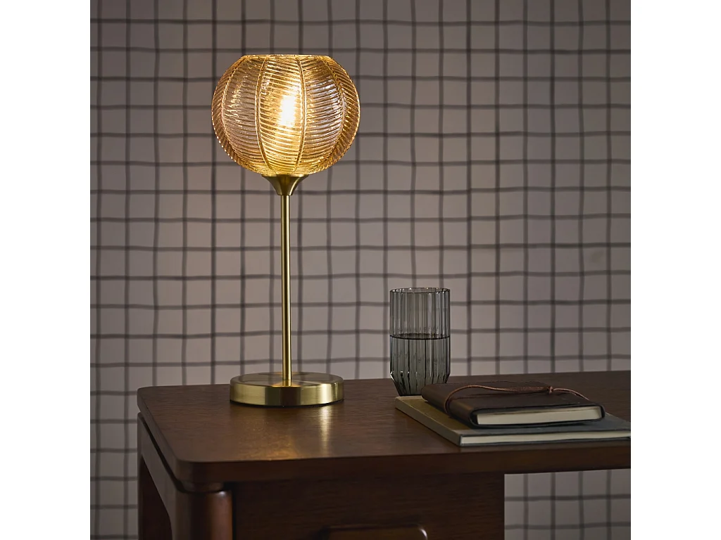 Lampada in metallo e vetro, 20cm, ambre