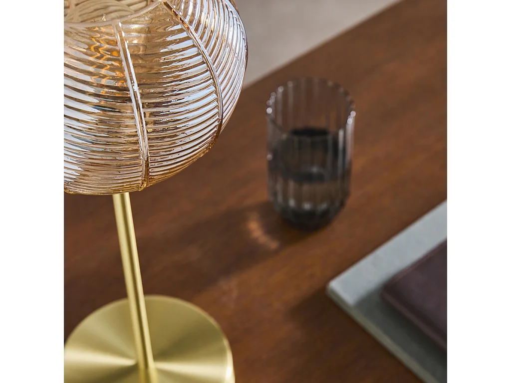 Lampada in metallo e vetro, 20cm, ambre