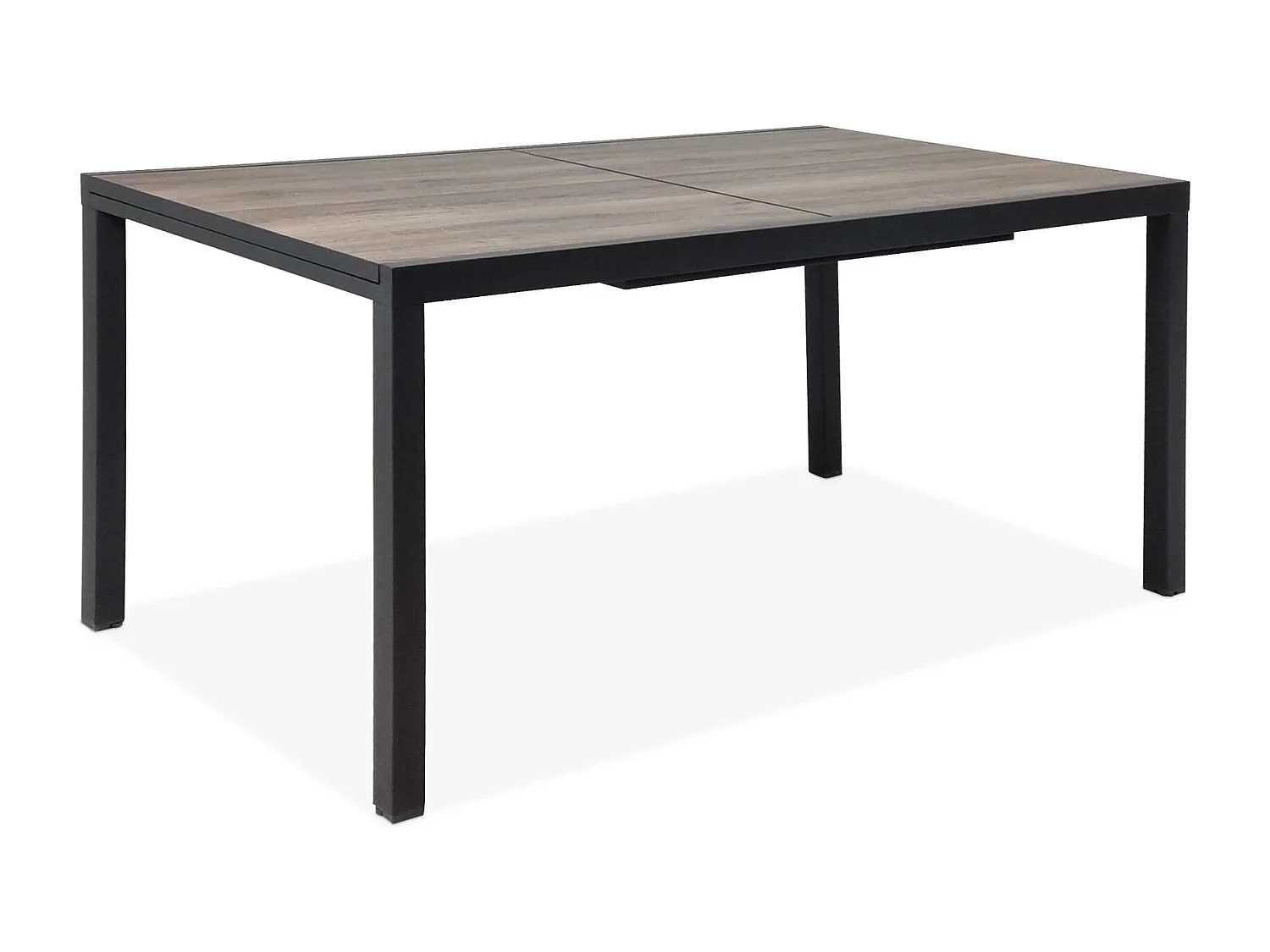 Table de jardin extensible aluminium effet bois + 8 assises anthracite - Nashville / Amara