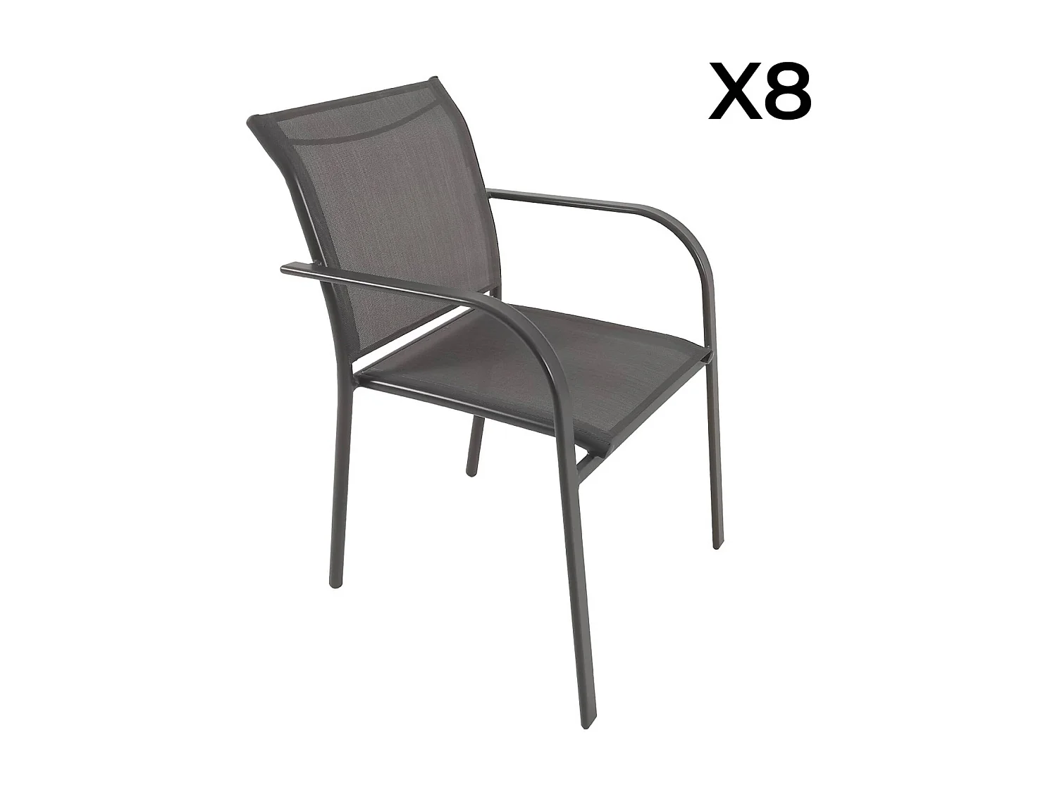 Table de jardin extensible aluminium effet bois + 8 assises anthracite - Nashville / Amara