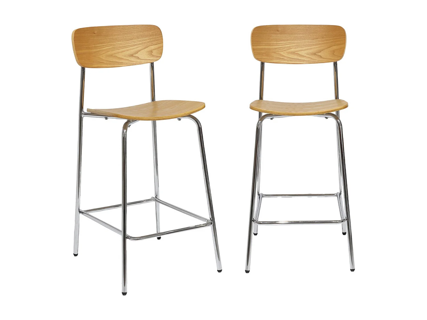 Set di 2 sgabelli da bar vintage metallo e compensato, grigio perlato