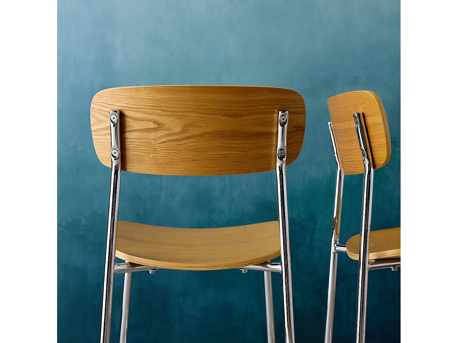 Set di 2 sgabelli da bar vintage metallo e compensato, grigio perlato