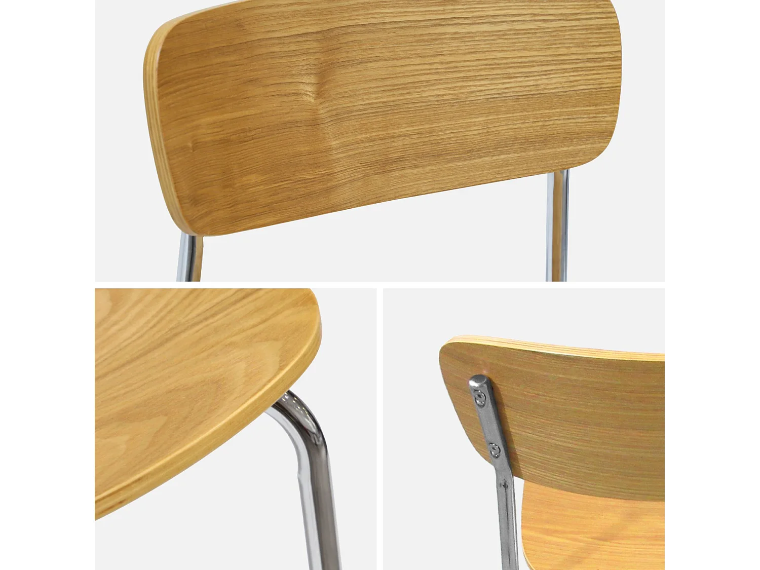 Set di 2 sgabelli da bar vintage metallo e compensato, grigio perlato