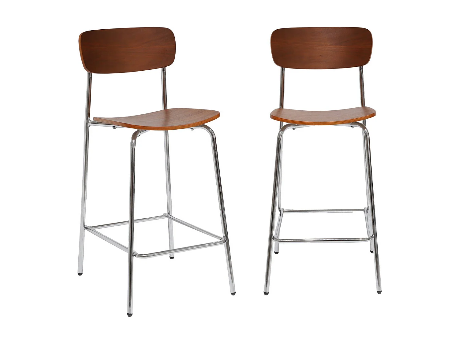 Set di 2 sgabelli da bar vintage metallo e compensato, grigio perlato