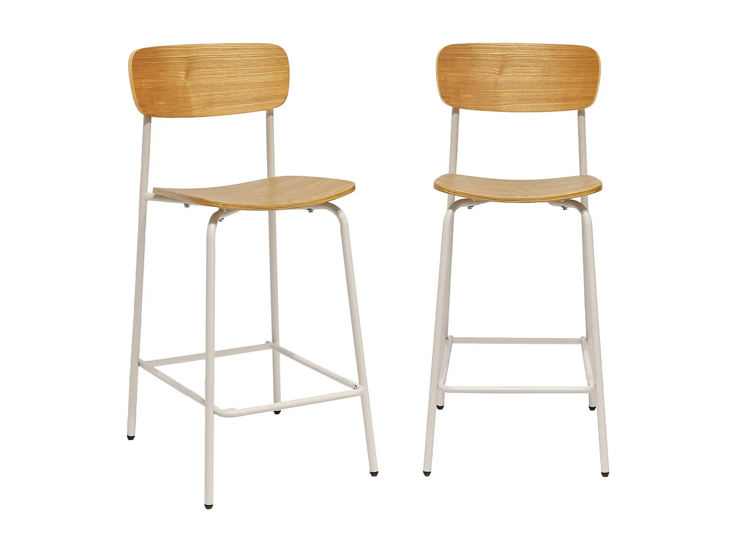 Set di 2 sgabelli da bar vintage metallo e compensato, beige