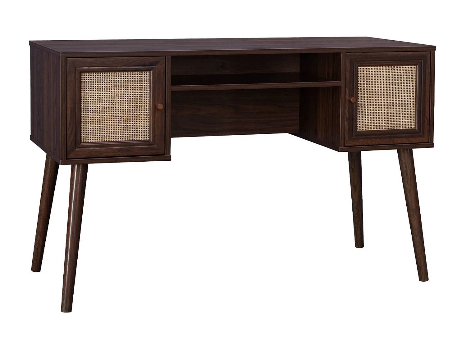 Escritorio decoración madera con 2 puertas madera oscura