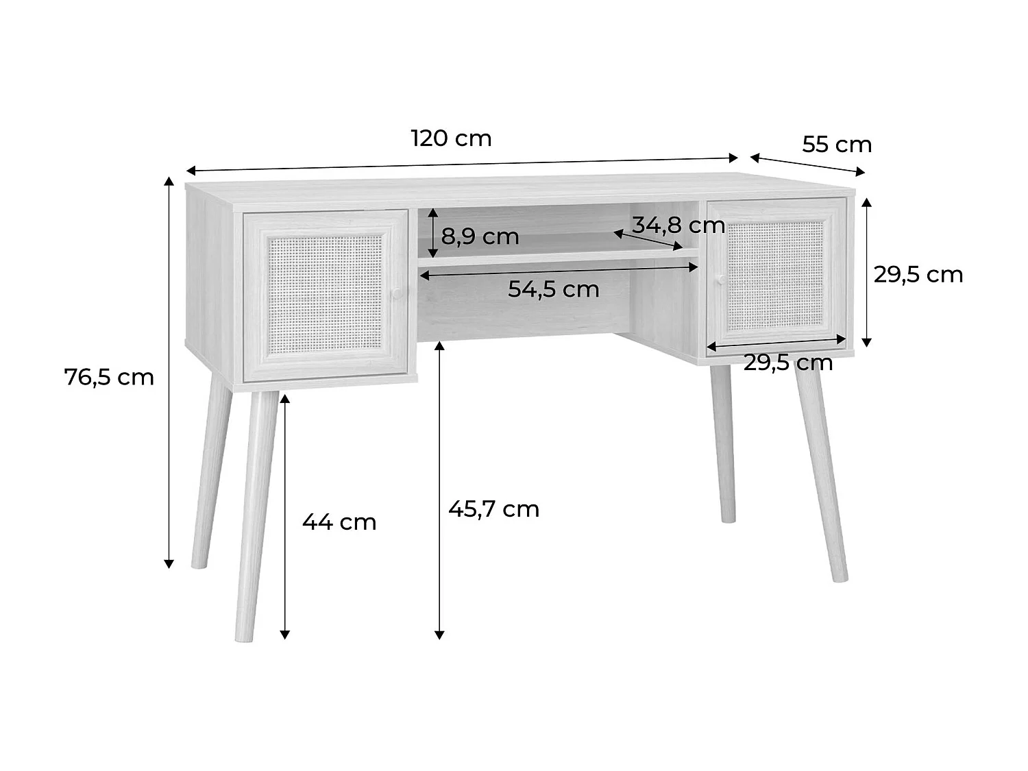 Escritorio decoración madera con 2 puertas madera oscura