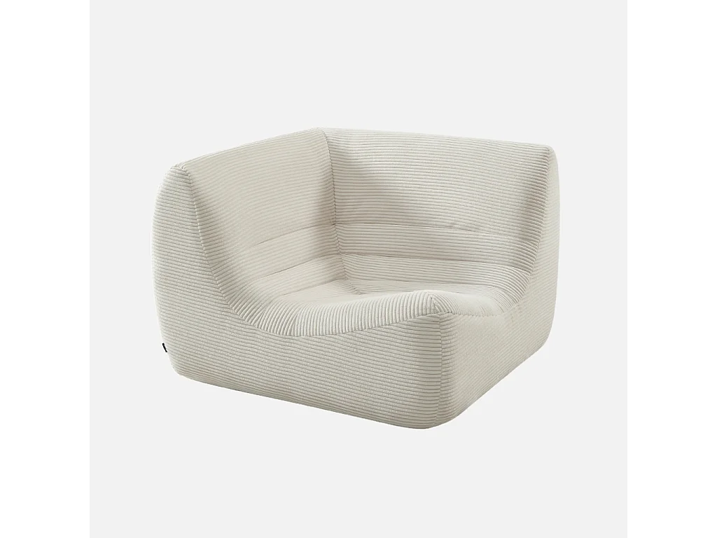Chauffeuse d'angle velours côtelé 1 place crème - Sokol