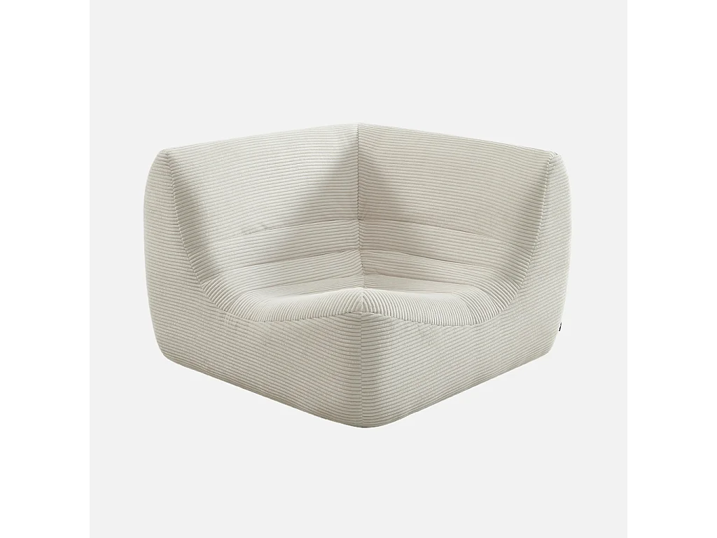 Chauffeuse d'angle velours côtelé 1 place crème - Sokol