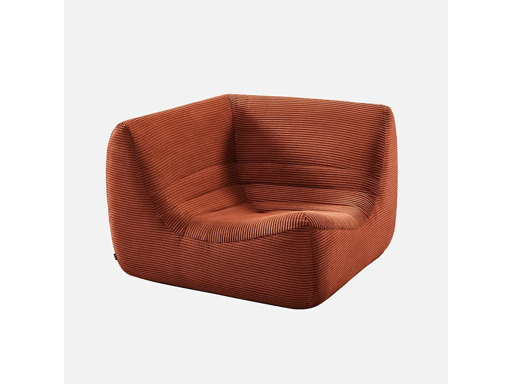 Chauffeuse d'angle velours côtelé 1 place terracotta - Sokol