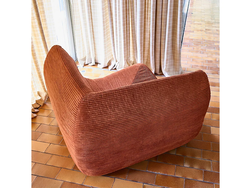 Chauffeuse d'angle velours côtelé 1 place terracotta - Sokol