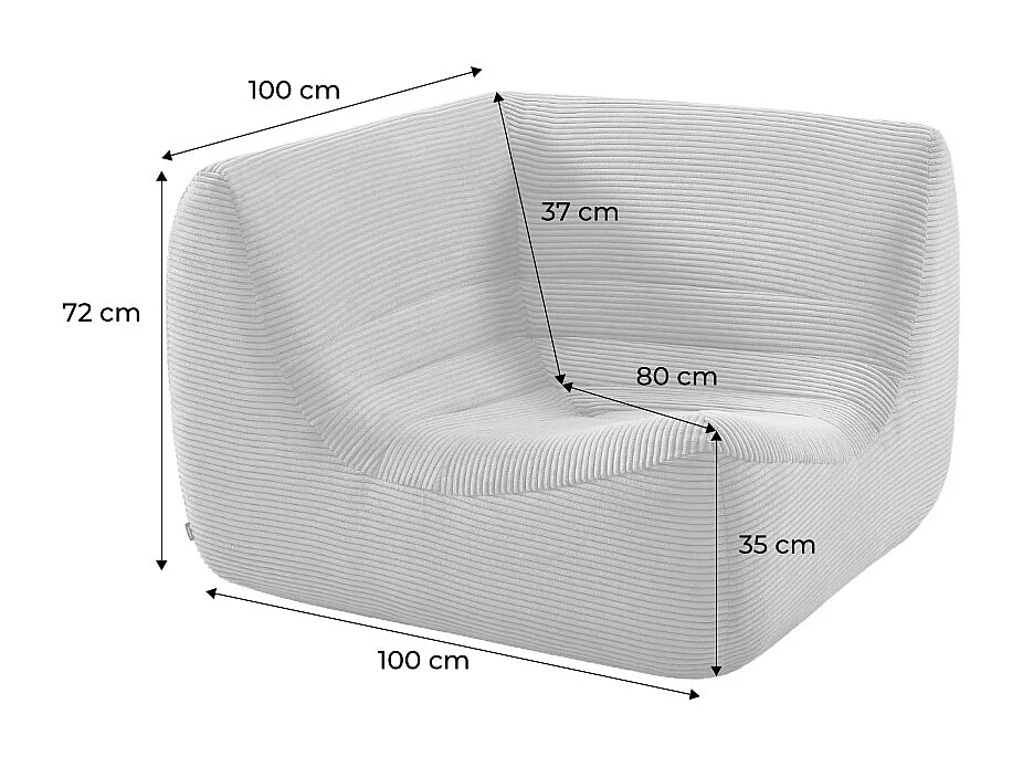 Chauffeuse d'angle velours côtelé 1 place beige foncé - Sokol