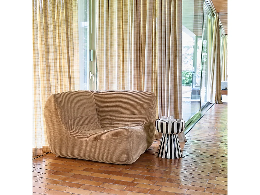 Chauffeuse d'angle velours côtelé 1 place beige foncé - Sokol