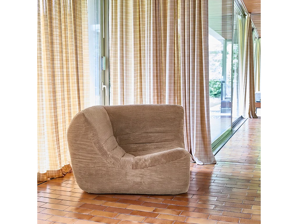 Chauffeuse d'angle velours côtelé 1 place beige foncé - Sokol