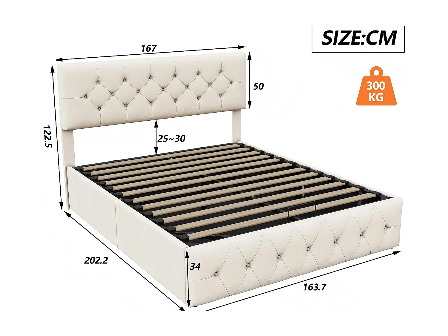 Lit coffre 160x200 cm avec tête de lit - Velours - Sommier à lattes et rangement hydraulique