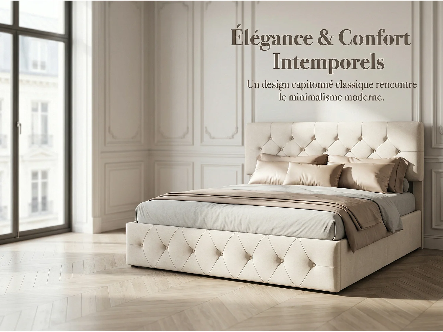 Lit coffre 140x200 cm avec tête de lit - Velours - Rembourrage épais - Structure anti-poussière - Sommier à lattes et espace de rangement hydraulique