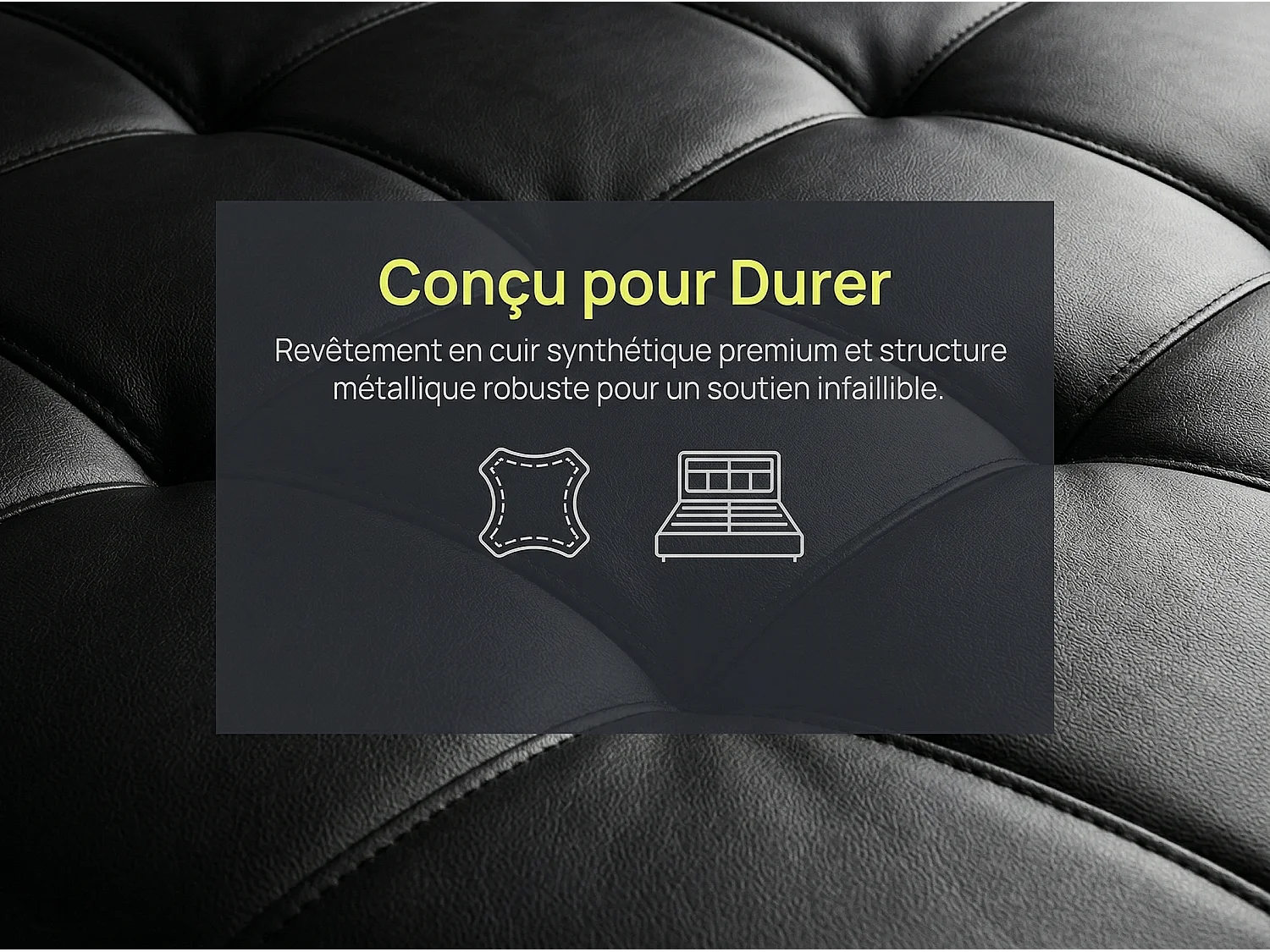 Lit coffre LED flottant noir avec éclairage, lit double design moderne, tête de lit rembourrée, rangement