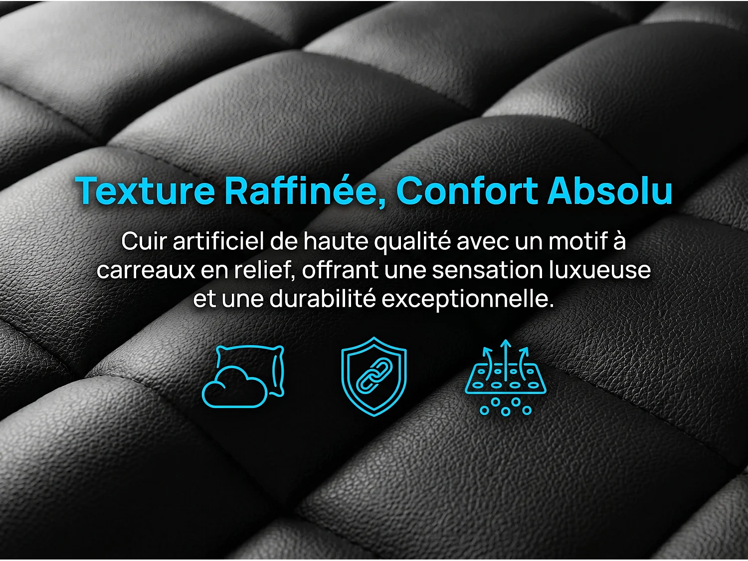 Lit coffre en simili cuir - 160x200cm - avec LED et rangement hydraulique - Noir
