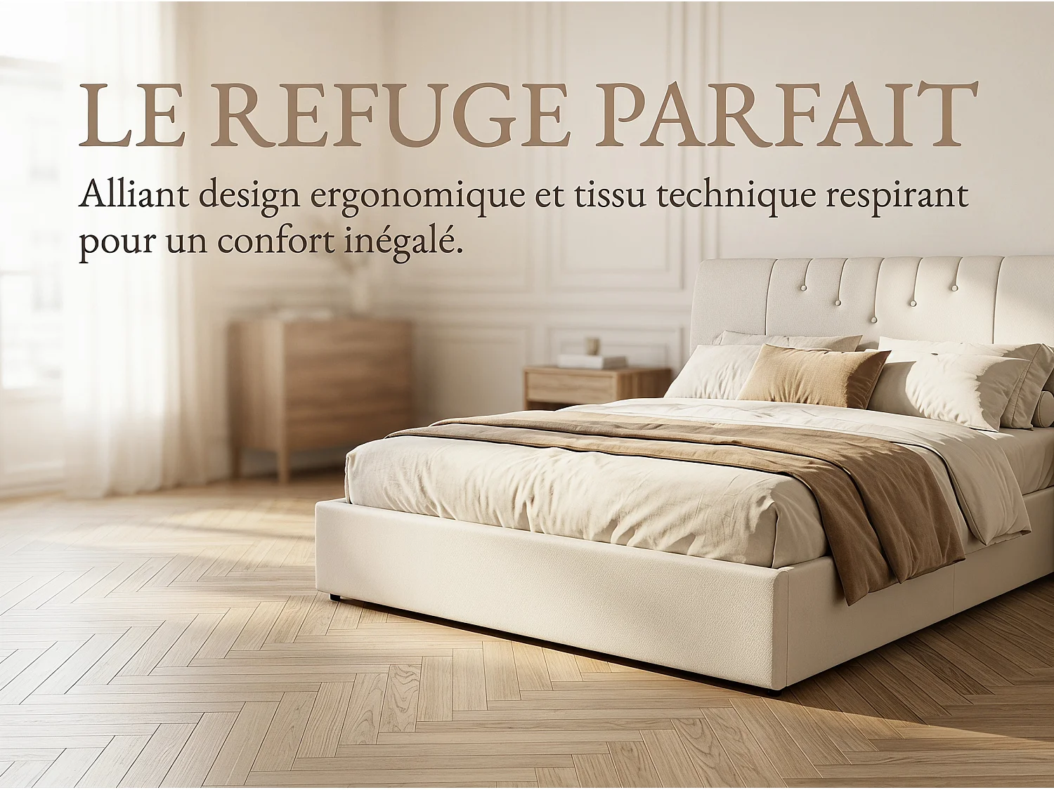 Lit coffre 160 x 200 cm - Rangement hydraulique avec LED et interface USB - Cadre de lit rembourré Blanc