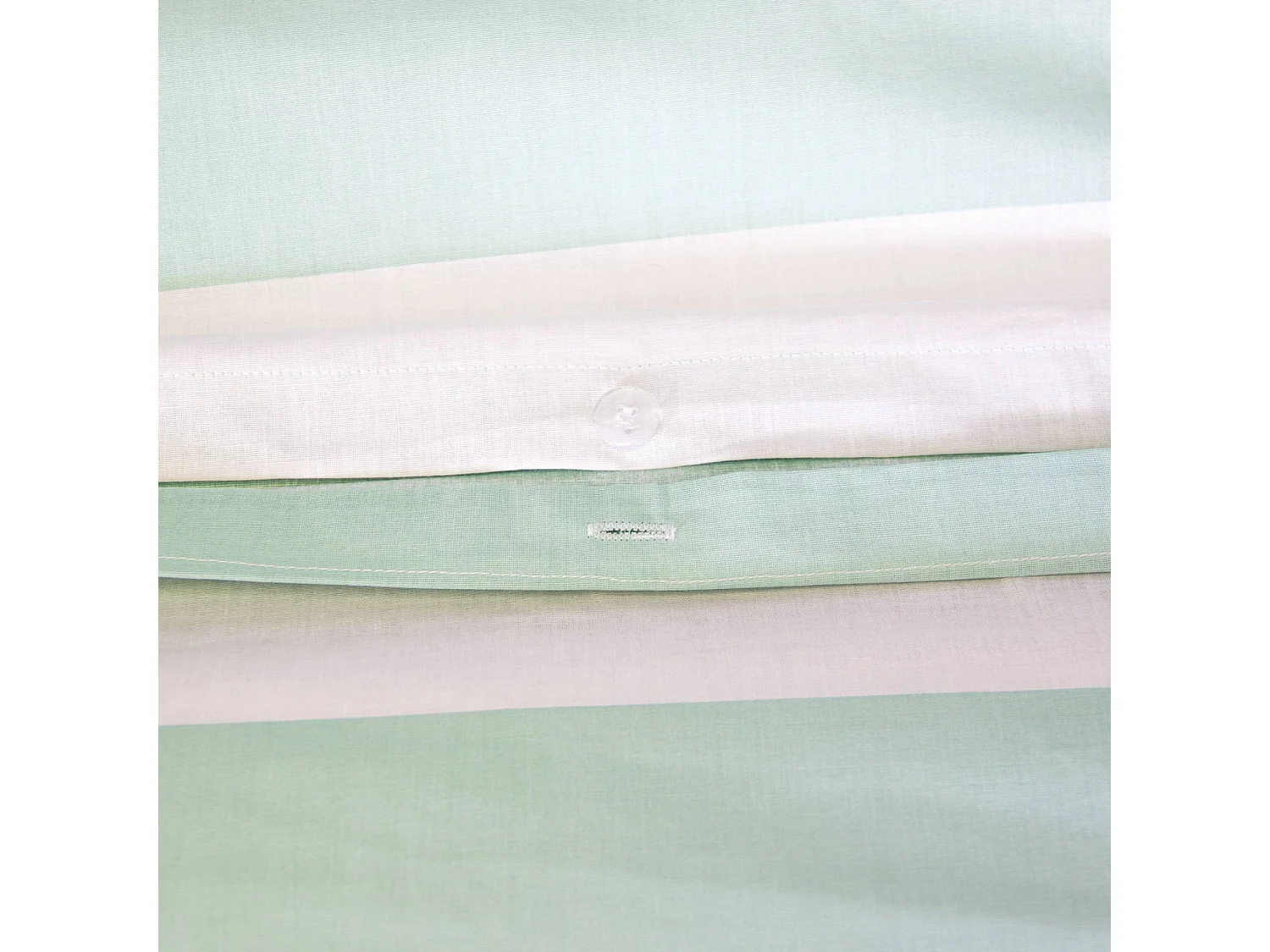 Parure de lit coton motifs rayures 2 places blanc et vert 240 x 220cm - Tendora