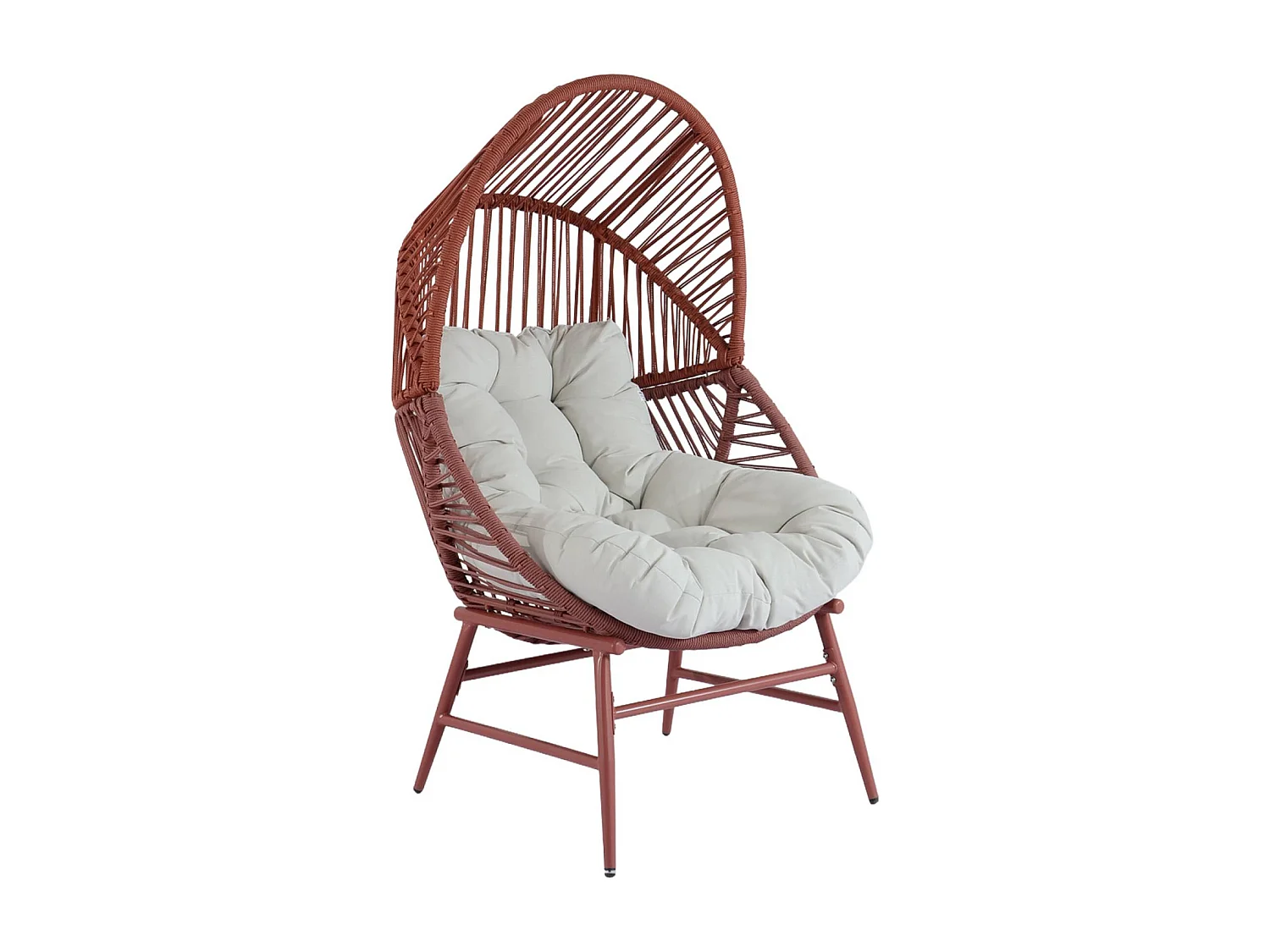Fauteuil oeuf de jardin acier et résine tressée terracotta - Ovoa