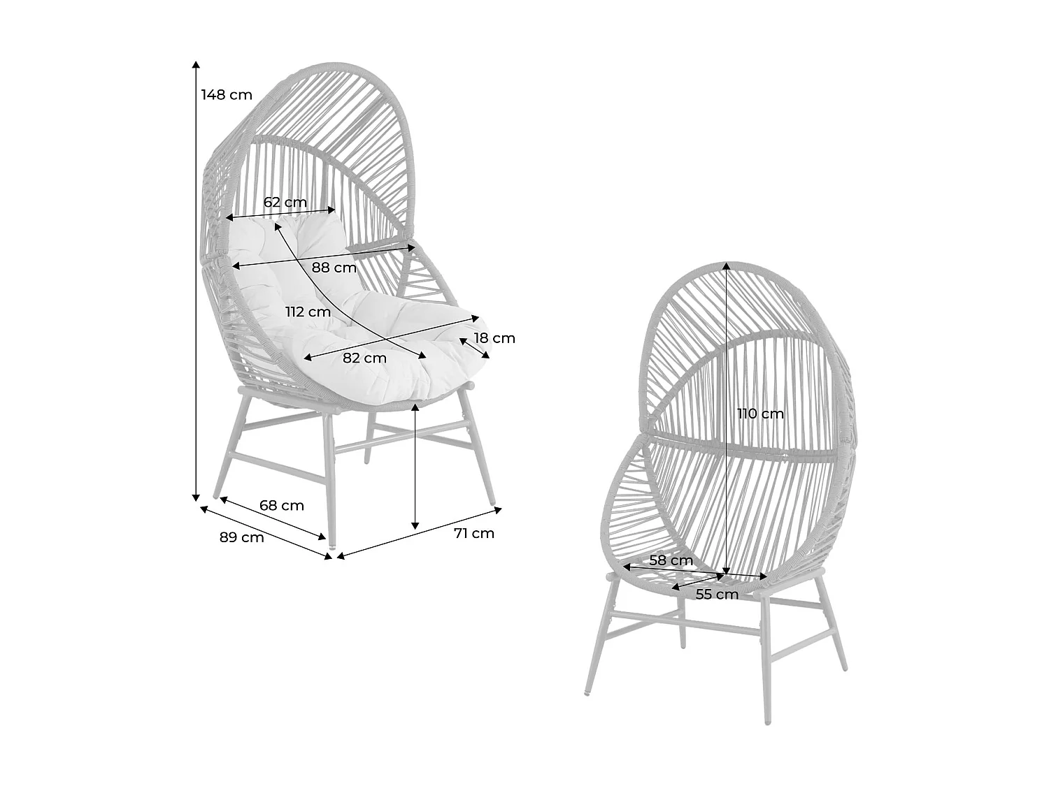 Fauteuil oeuf de jardin acier et résine tressée terracotta - Ovoa